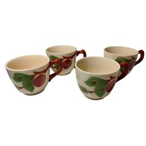 Vintage Franciscan Apple Pattern Coffee Mug Teacups Ceramic 2.75 in Set of Four‎
